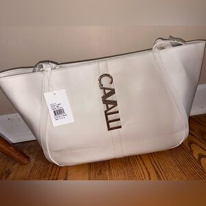 Cavalli Class Sandra Shopper Tote Bag White Asparagus NWT